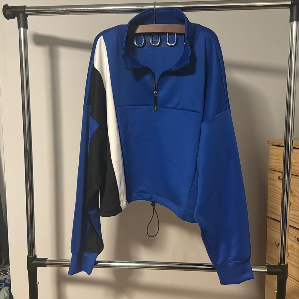Cropped Quarter Zip Sweatshirt Blue Black Synched Women’s 3X